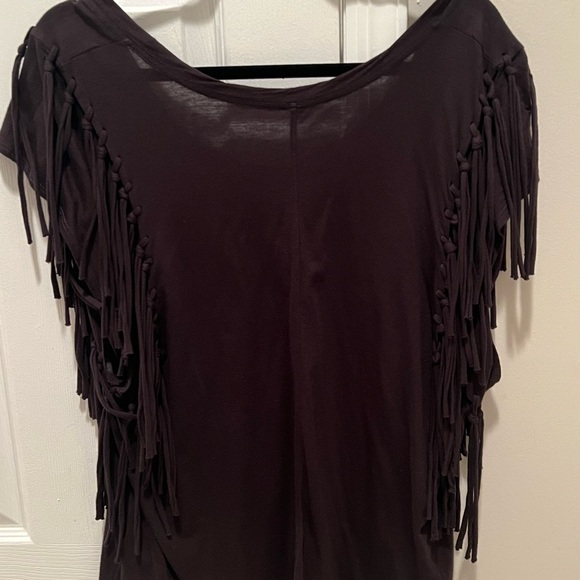 Free People Black fringe Luna Shirt sz XS - Picture 4 of 5
